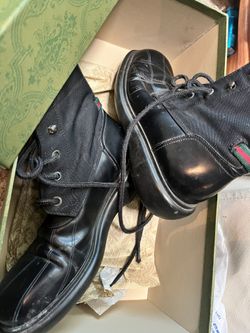 New GUCCI leather Combat Boots . 