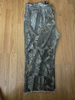 Cropped real tree camo double knee pants