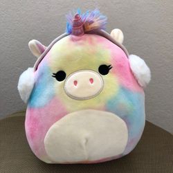 Squishmallows Plush Esmeralda Unicorn w Ear Muffs Winter Ed Pastel Tie Dye Color 8 inch