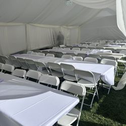 Chairs, Tables, Table Cloths, Canopies/ Sillas, Mesas, Manteles, Carpas