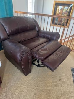 Oversized Dark Brown Leather Recliner Chair