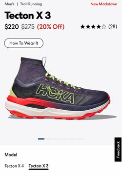 Hoka Tecton X 3 Men's Size 11 D Squid Ink Neon Flame Trail Running Shoes Sneaker