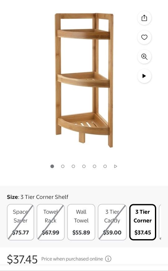 Organize It All 3 Layer Bamboo Corner Shelf