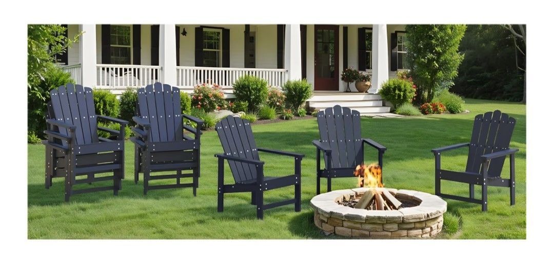 <New In Box> Set of 4 Stackable HDPE Adirondack Chairs (Blue)