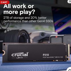 Crucial P310 500GB M.2 2280 PCIe Gen4 3D NAND NVMe 6,600MB/s SSD CT500P310SSD8