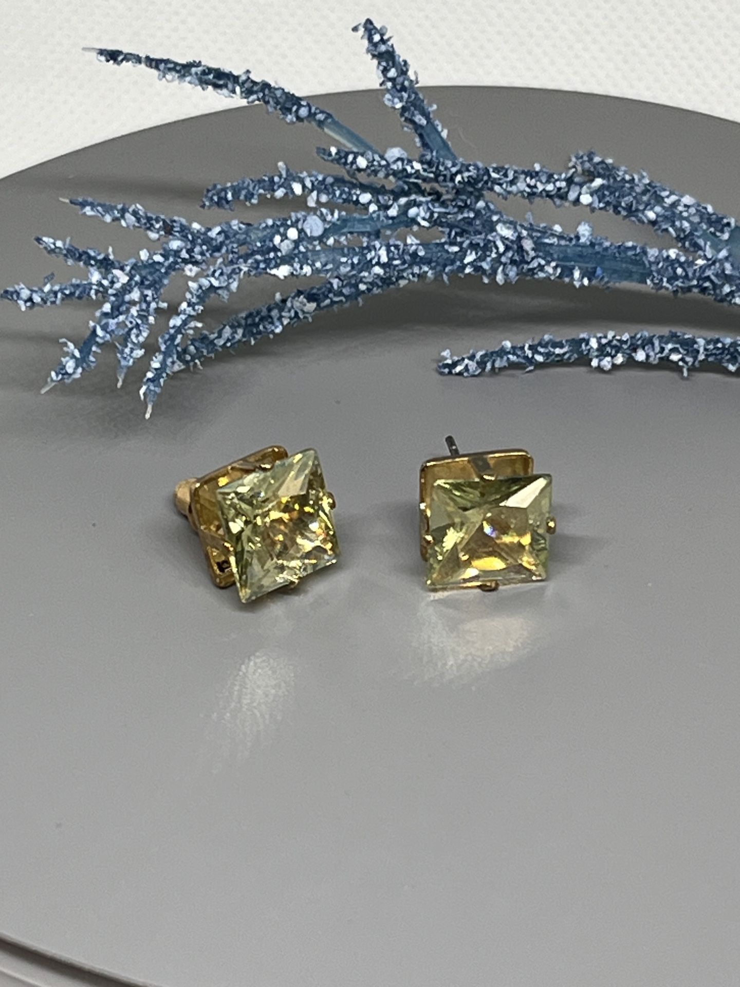 Swarovski Crystals Princess Cut Stud Earrings 