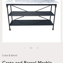 Crate & Barrel Marble Top Console / Island Table