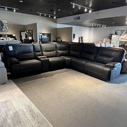 Black 6pc Power Reclining Sectional Couch