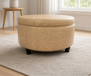 Upholstered Round Storage Ottoman