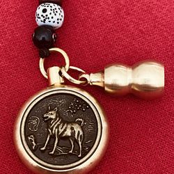 Pure Brass Dog Zodiac  Keychain Pendant, Rope, Keychain Hanging Jewelry