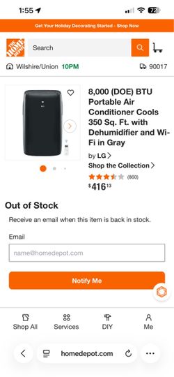 LG 8,000 BTU Portable Air Conditioner with Wi-Fi