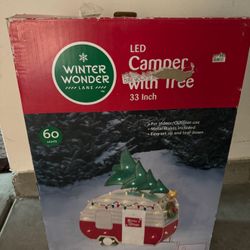 Christmas Decor Led Lights Camper with Tree (New)