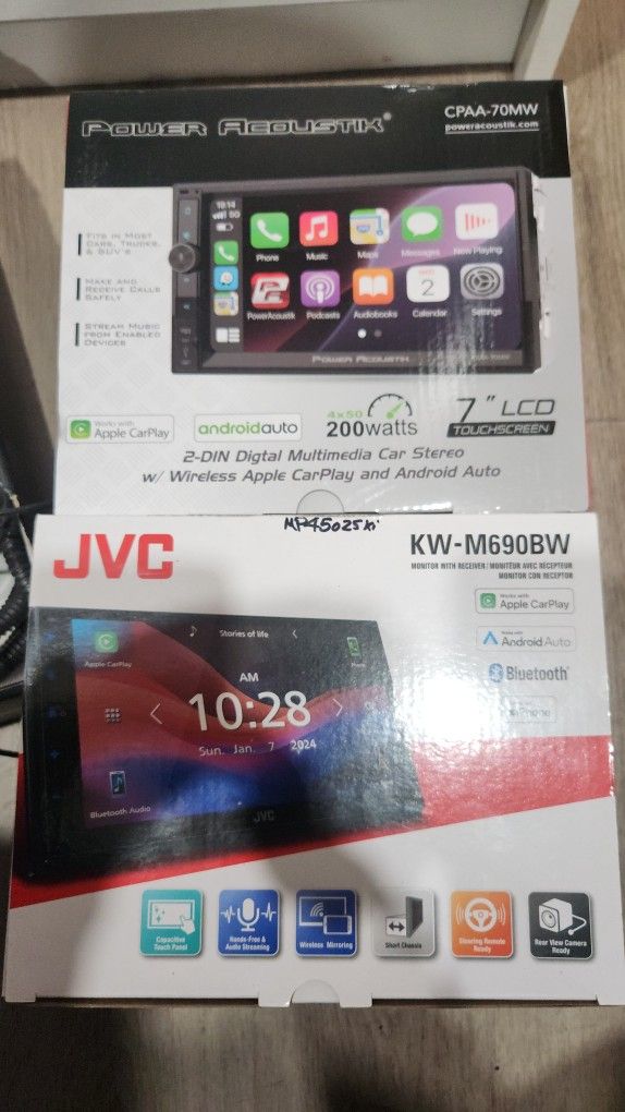 New Jvc Wireless Car Play 290 And Power Acoustic Wireless Car Play With Warranty For 140