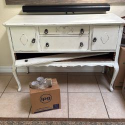 White Antique sideboard, functions as TV stand or dresser