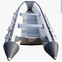 Newport 12ft 6in Catalina Inflatable Dinghy Boat Transom Sport Tender - 6 Person - 20 Horsepower USCG Rated, White/Gray NIB