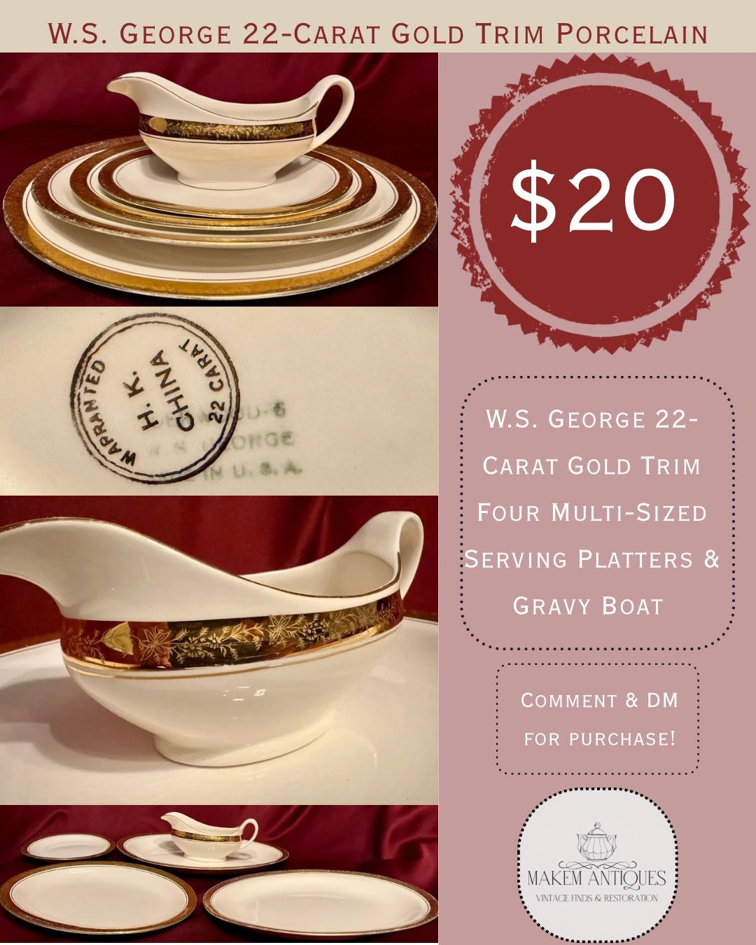 W.S. George 22-carat Gold Trim Porcelain