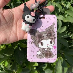 Kuromi Badge ID Holder Keychain