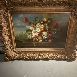 Flower Painting With Gold frame 