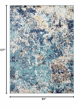 Blue 8 x 11 Abstract Modern Area Rug