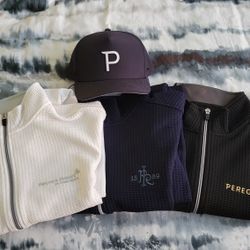 3 Straight Down Quarter-Zip Pullovers + Melin Hat – Hotel Logos – $60