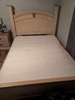 Queen Bed Frame,  Boxspring and Nightstand