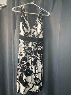Black and White Floral Halter Dress Size M