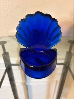 Cobalt blue shell tea light candle holder
