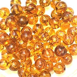 Lot Of 60 Amber Lucite 8mm Beads