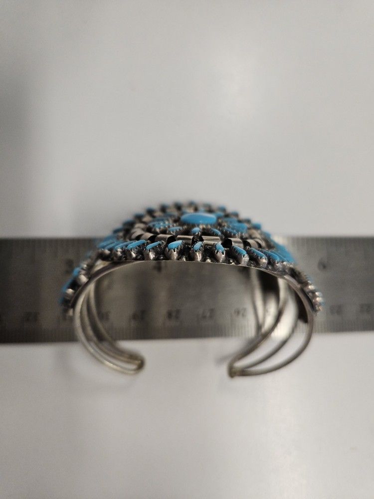 Turquoise , Silver Concho Braclet
