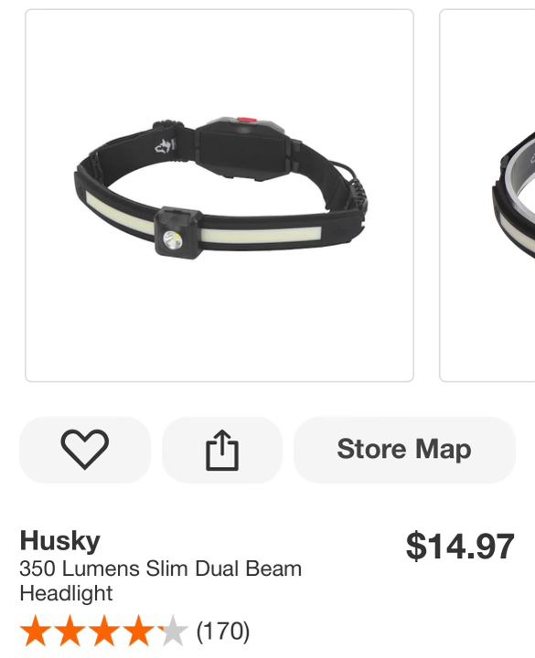 Husky 350 Lumens Slim Dual Beam Headlight