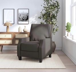 Pushback Recline r Chai r for Living Room, Charcoal Microfiber