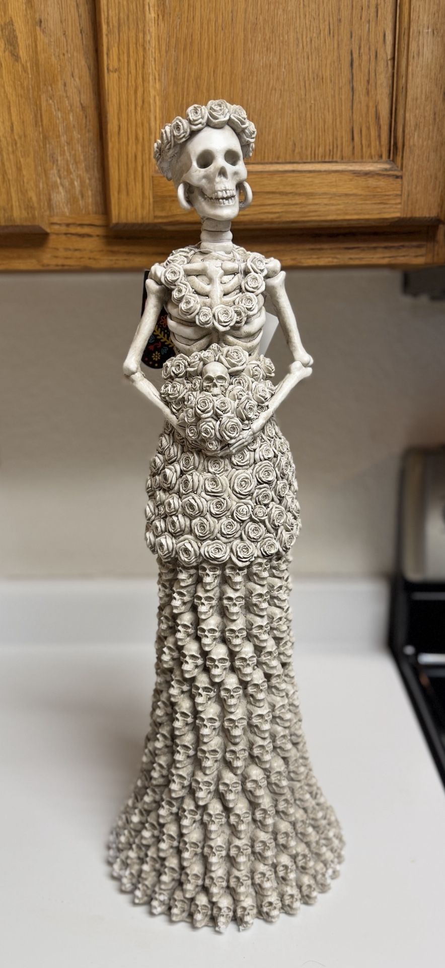 XL Skelton Bride, Skulls & Roses Dress Statue 2ft Tall