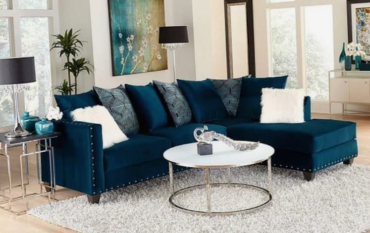 Sectional Melon Sapphire New Living Room FREE Throw Pillows !