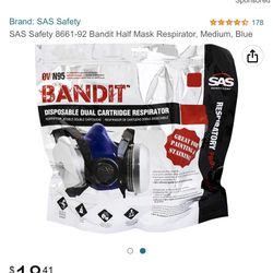 SAS Safety 8661 92 Bandit Half Mask Respirator, Medium