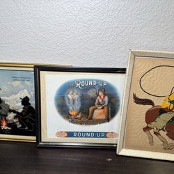 Western cowboy lot of framed pictures- vintage- 1(contact info removed)s