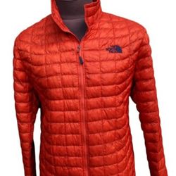 Beautiful Like New North FACE puffy Down Jacket Orange Mens LARGE