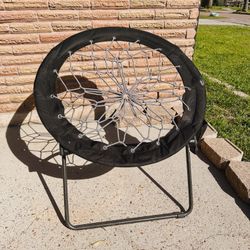 Foldable Black Bungee Chair – 32” Bunjo Woven with Metal Frame