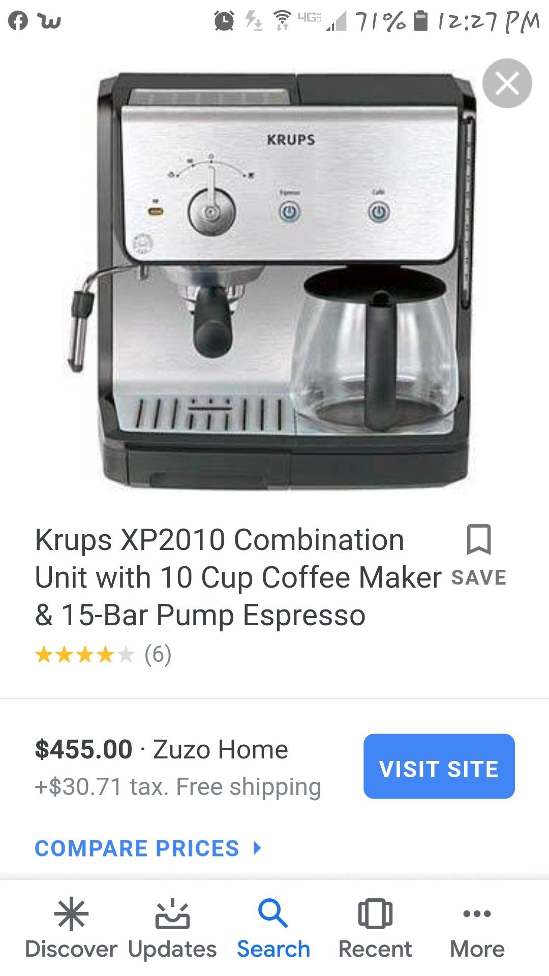 Combination coffee maker and cappuccino an expresso machine