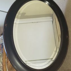 Dark Brown Oval Accent Mirror
