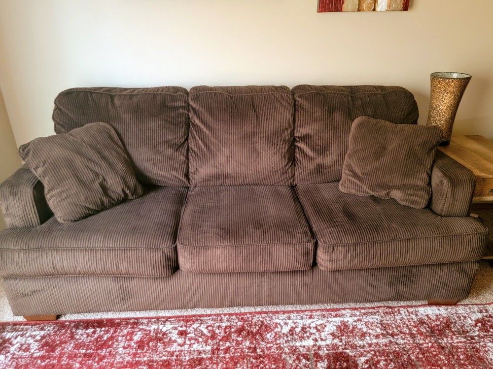 Ashley Brown Corduroy Couch And Love Seat