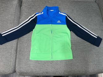 Adidas Toddler color block track jacket   3T full zip pockets BLUE/GREEN