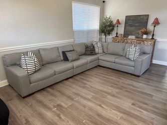 Large 5pc gray sectional sofa set