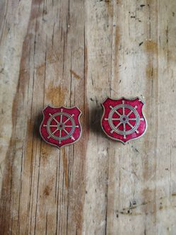 Nautical Ship Wheel Shield Enamel Pins – Set of 2
