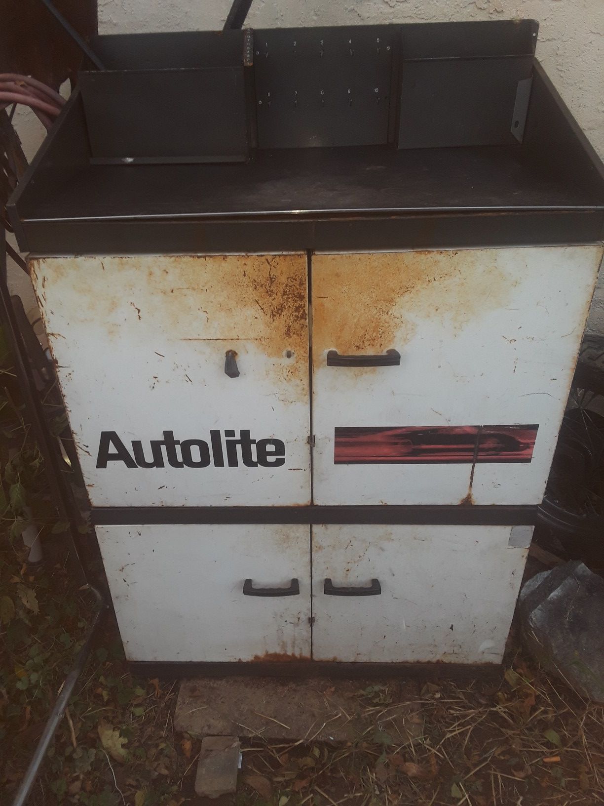 Antique Autolite metal cabinet