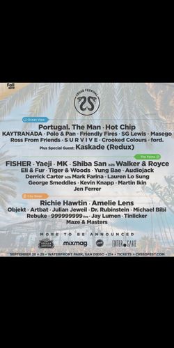 Selling SUNDAY CRSSD Ticket $140 obo