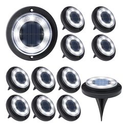 Flacchi Solar Ground Lights - Solar Powered Lights Outdoor Solar Disk Light Waterproof Landscape Light for Patio Yard Pathway Walkway Driveway (Cool W