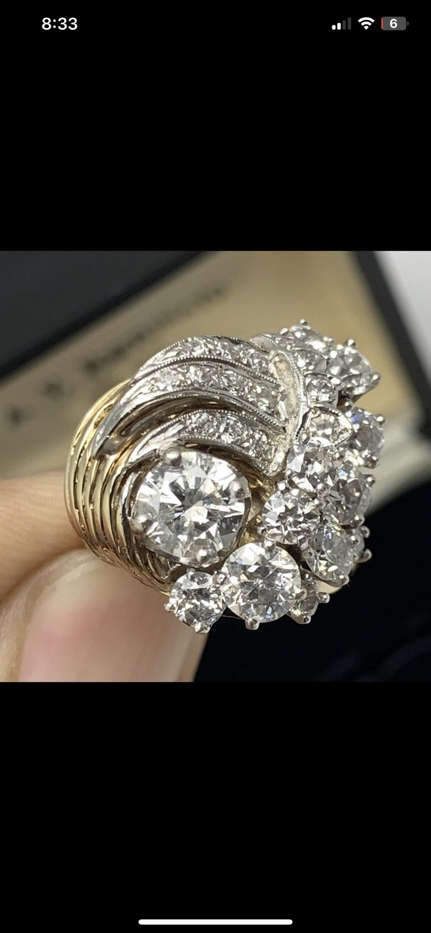 Natural Mined Diamond Ring 14K Gold Cocktail Vintage 2.63TCW