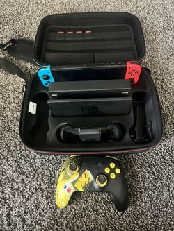 Nintendo Switch Bundle with Pikachu Controller and 4 Games 