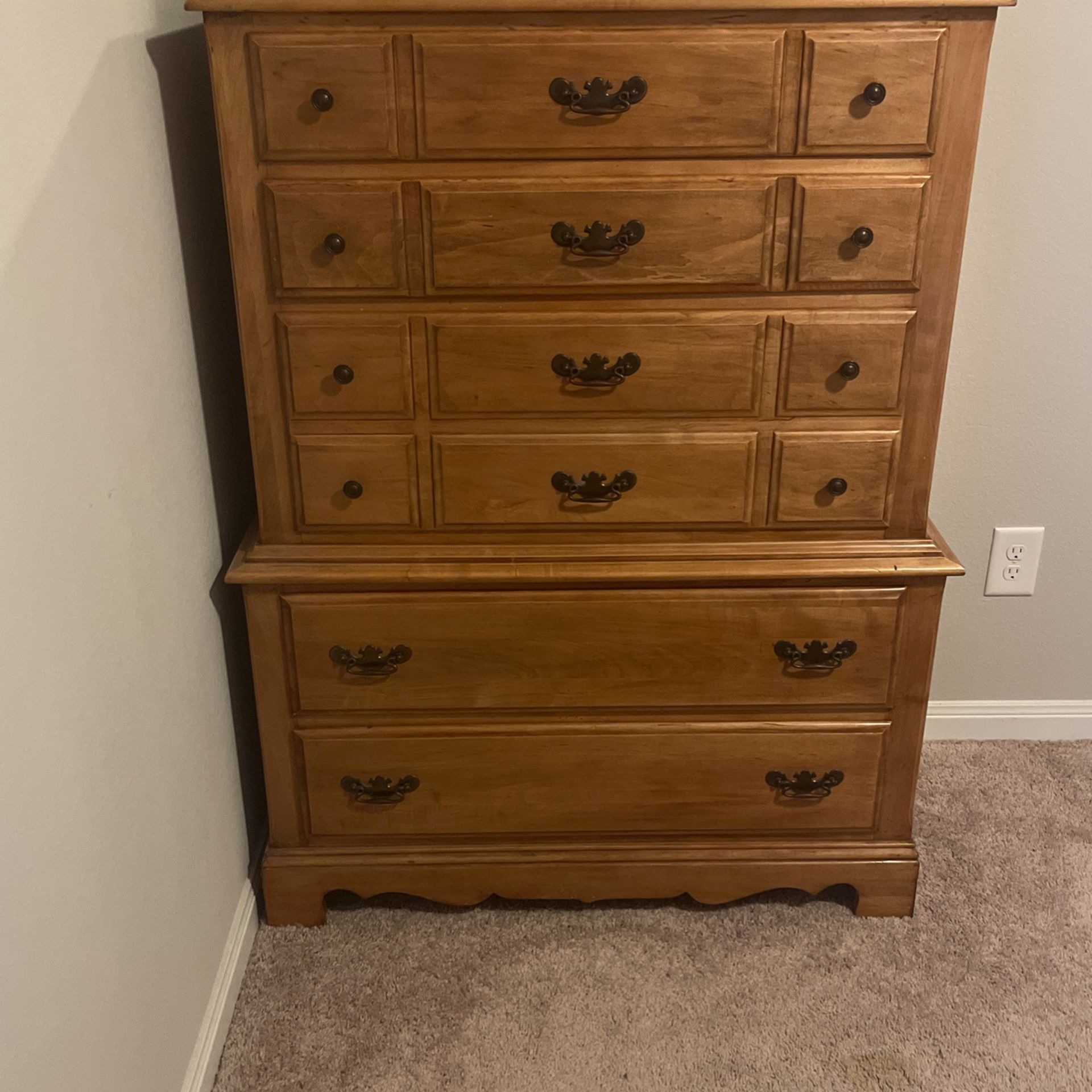 Antique Solid Maple Wood Dresser