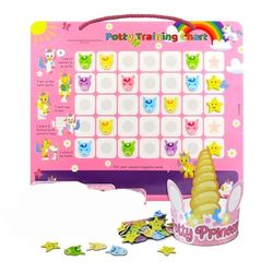 Magnetic Unicorn Potty Training Reward Chart with Potty Princess Crown